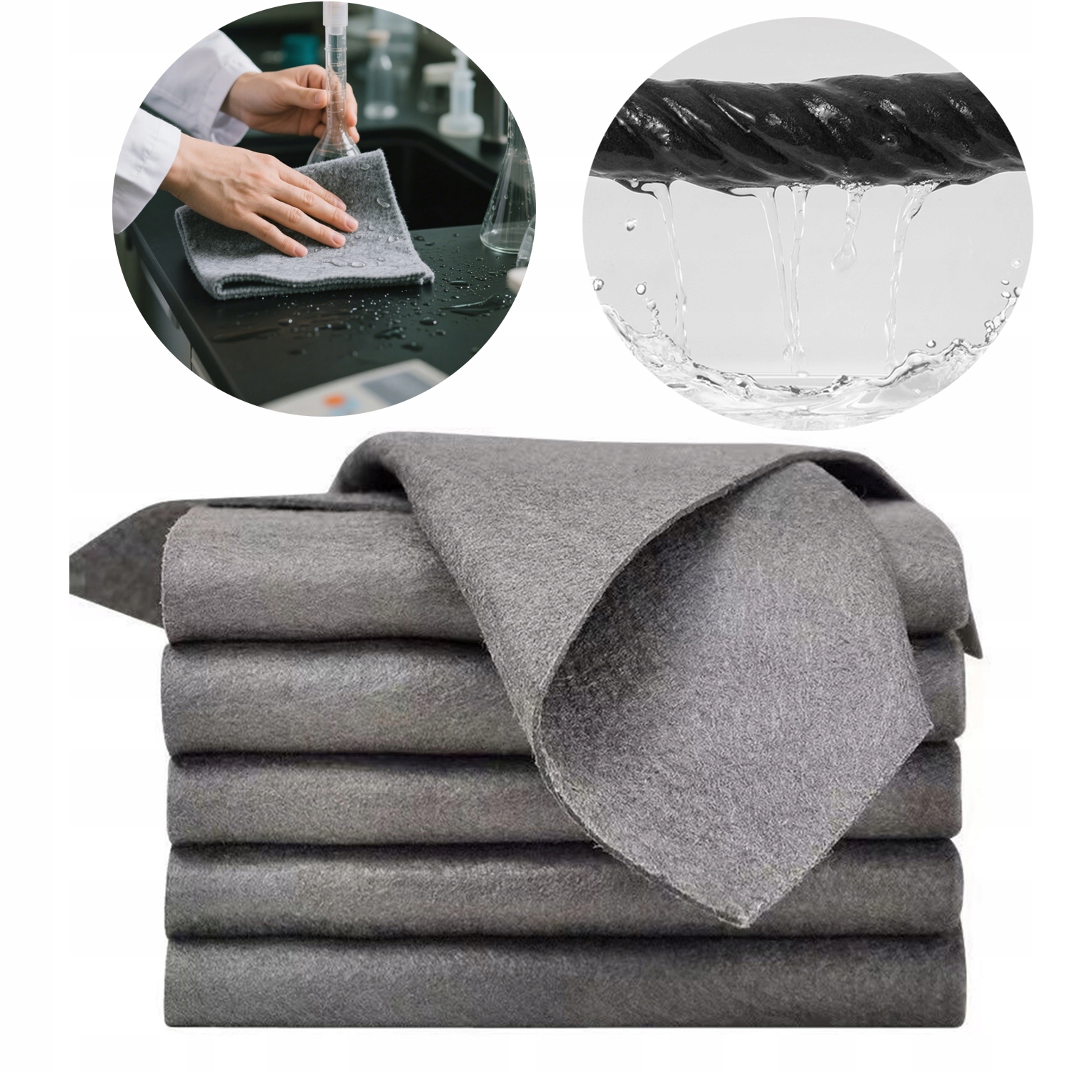 Levně Sada 5 Absorpčních Utěrek z Mikrovlákna, Magické Utěrky 30×40 cm, Opakovaně Použitelné, Šedé