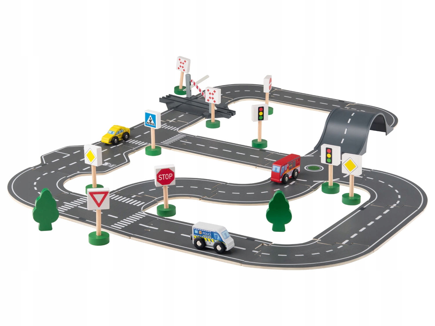 Drewniany TOR SAMOCHODOWY Zestaw dróg miejskich Playtive PREZENT 2+ 35 el.