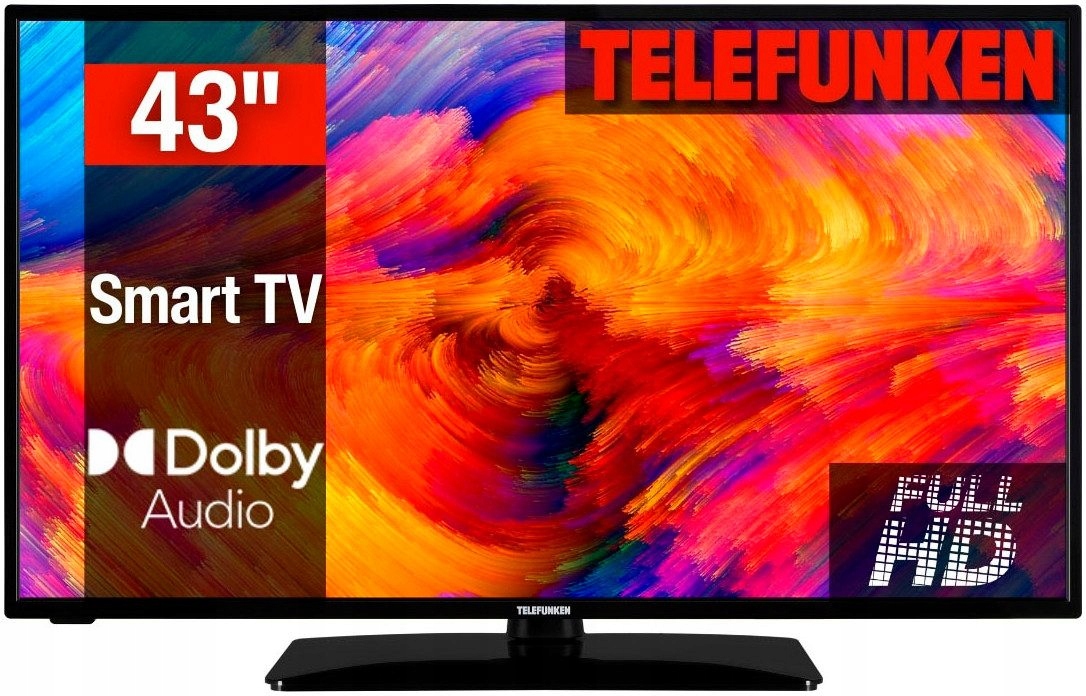 Telewizor Smart Tv Led 43" Telefunken H43V37 FullHD DVB-T2 Wifi Bezramkowy