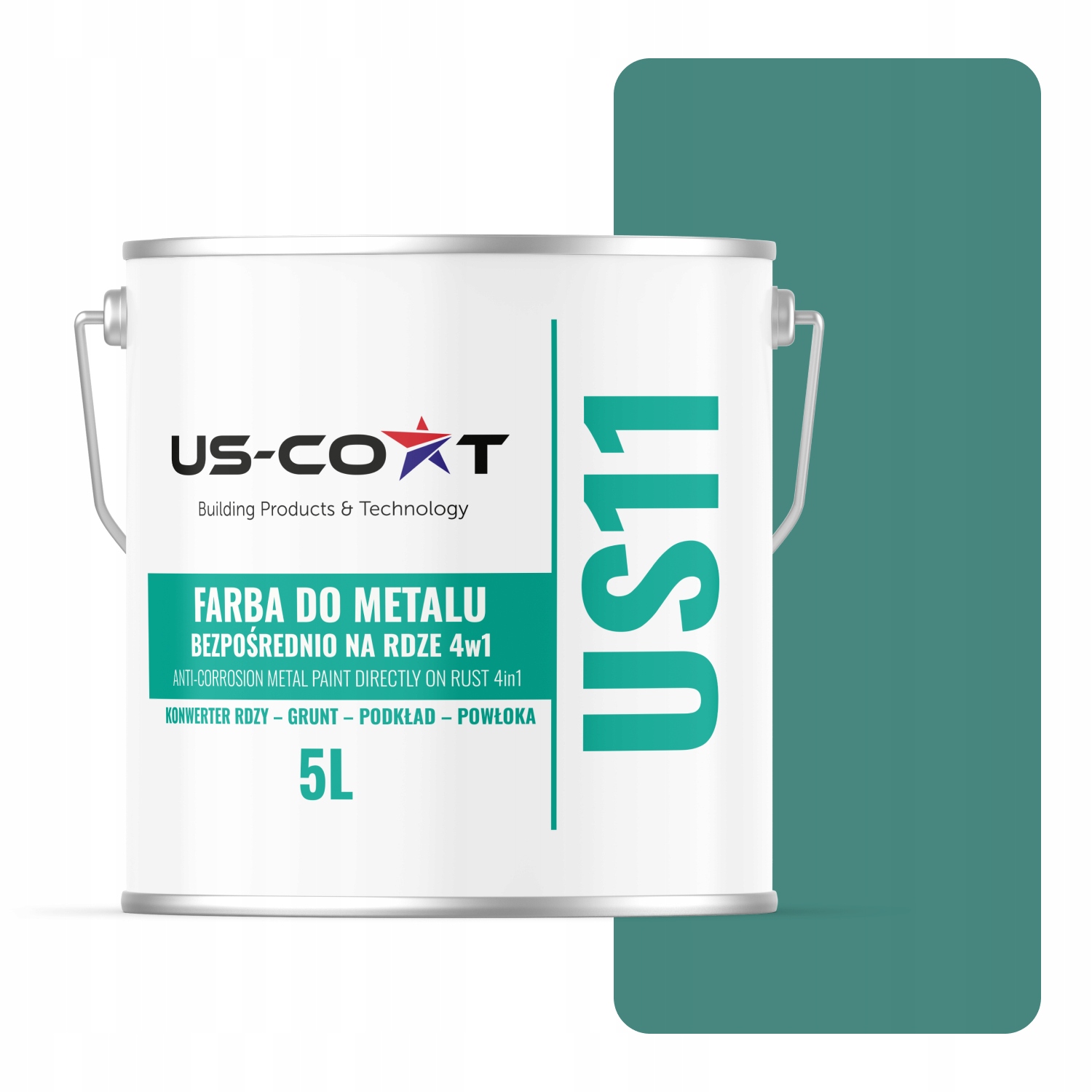 Farba Na Kov Na Hrdzu Plech Pozinkovaná 4v1 Mätová Tyrkysová RAL6033 Satén 5L