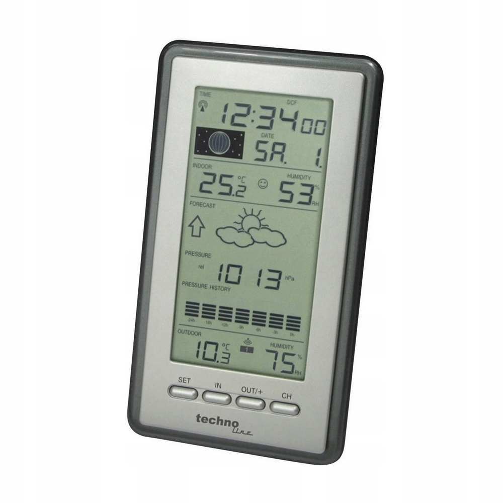 Stacja pogodowa stacja pogody zegar prognoza DCF77 Kolor szary