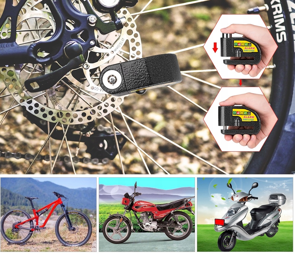 BLOKADA TARCZY Z ALARMEM DISC LOCK GŁOŚNA SKUTER MOTOCYKL ALARM LINKA Numer katalogowy producenta 603-YE