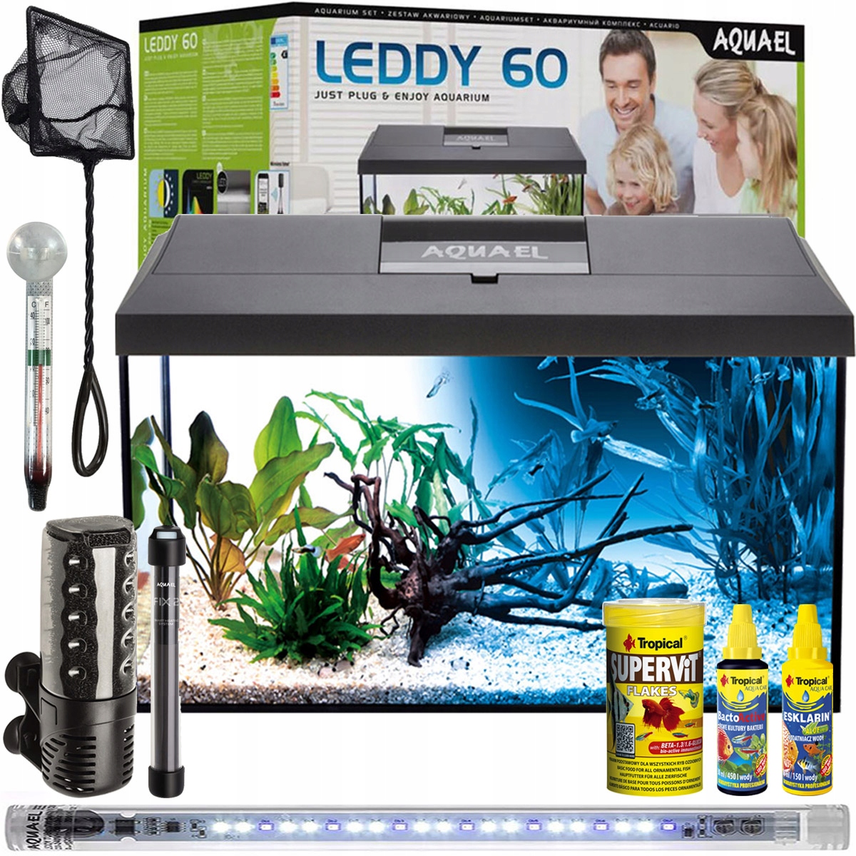 Leddy Day & Night 60 Black Wyposażenie Zestaw Akwariowy