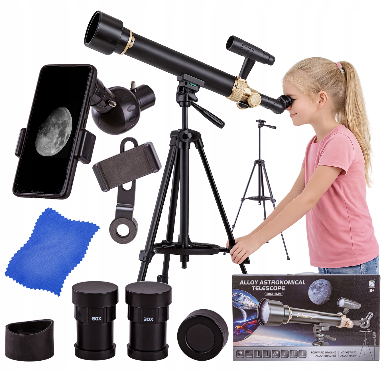 Teleskop Zabawkowy Astronomiczny Dla Dzieci Tripod Obserwowanie Gwiazd