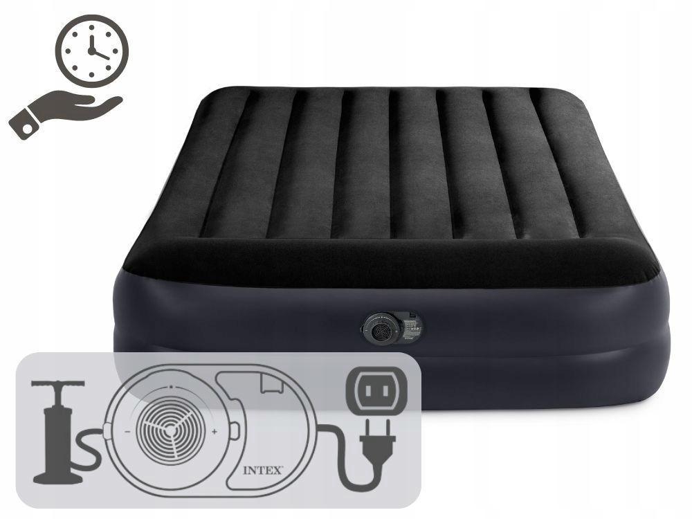 Materac Dmuchany Dwuosobowy Łóżko do Spania z Pompką 230V Intex MODEL 2024 Marka Intex