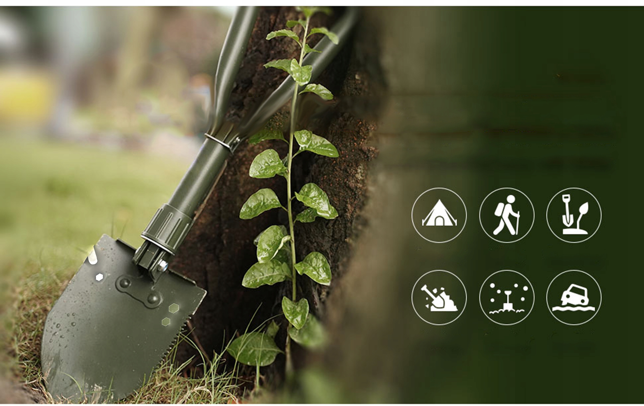 TAKTYCZNA SAPERKA WOJSKOWA US SKŁADANA ŁOPATA SURVIVAL MFH + POKROWIEC Narzędzia kilof klucz do śrub motyka piła