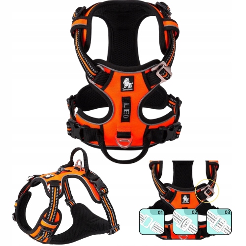 Levně Silné postroje pro psa Front Line Premium Truelove easy walk Oranžové S