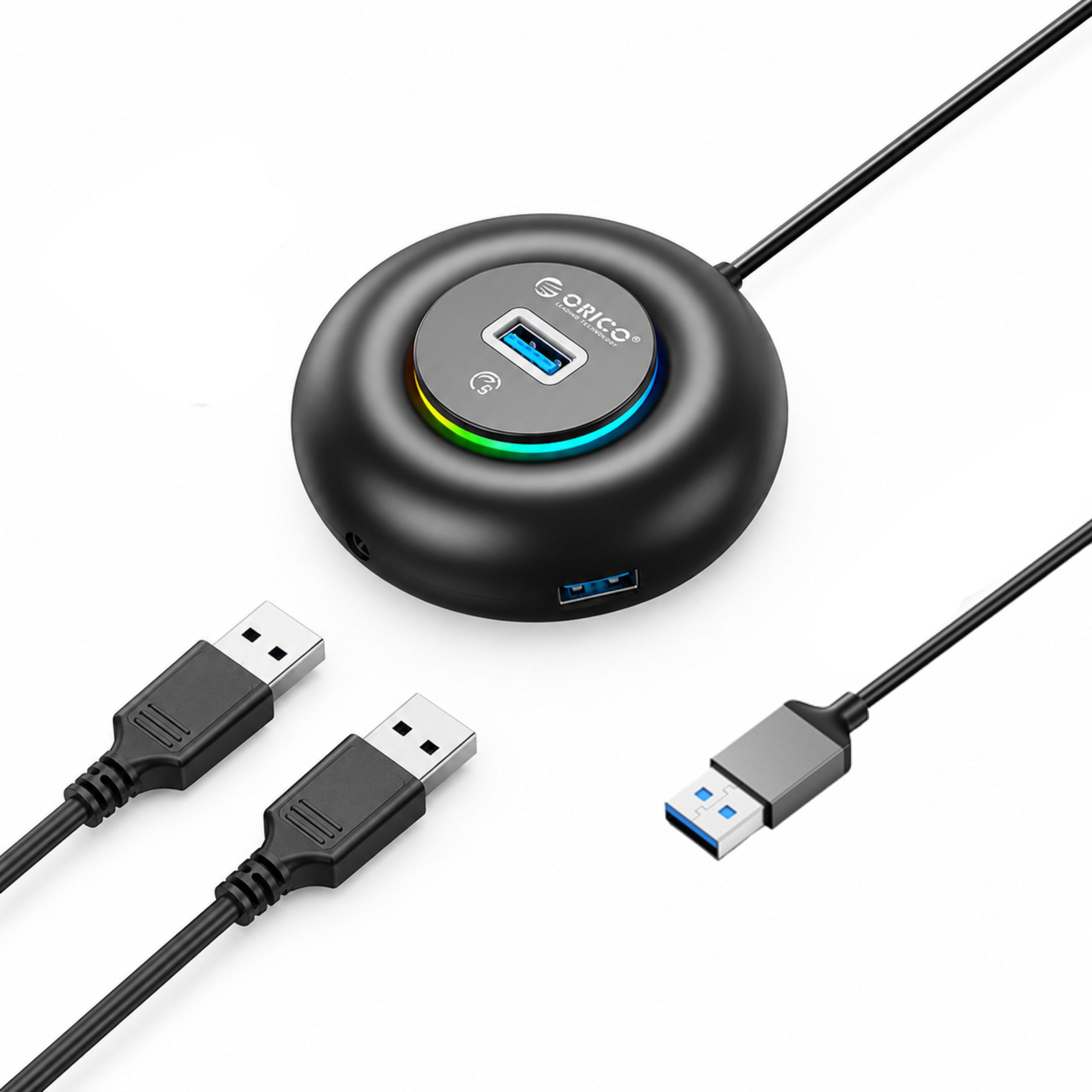 Hub Usb Orico YXR4- U3 Rgb 4- portowy Usb- A 3. 0 z portem audio/ 1,8 m