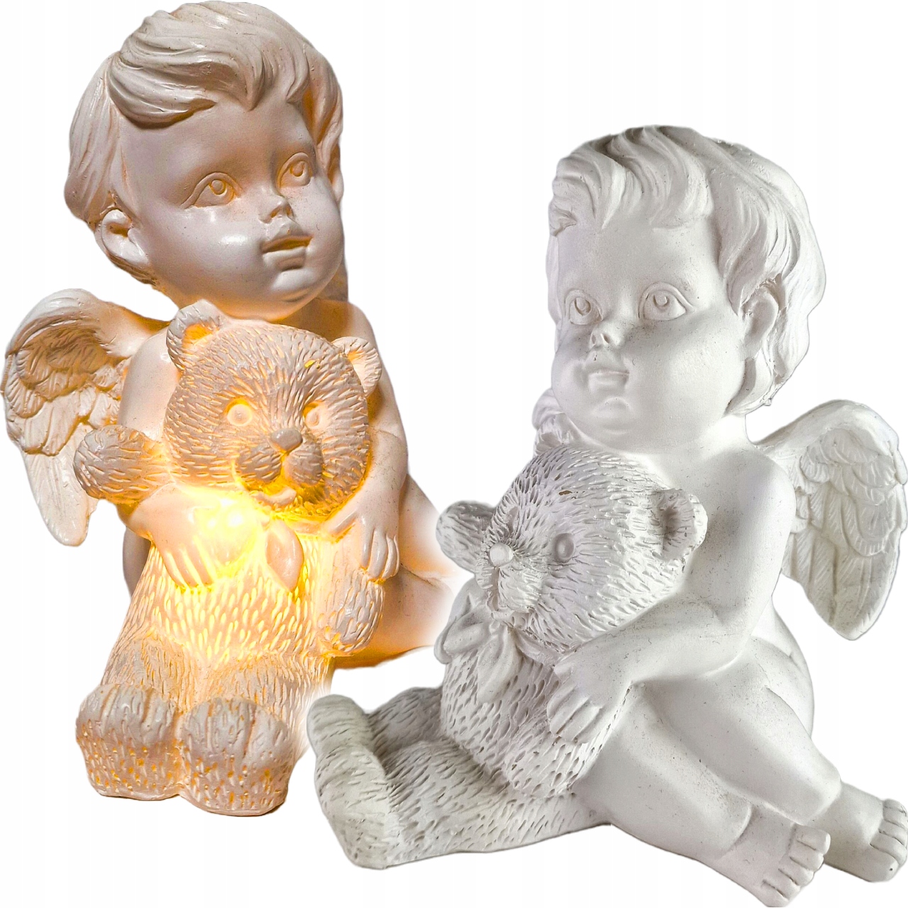 

Anioł Aniołek Siedzący Z Misiem Led Wkład Grób