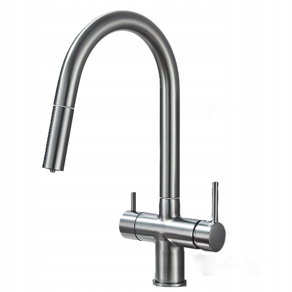 Trojcestná kuchynská batéria pre filter DiVa Gun Grey