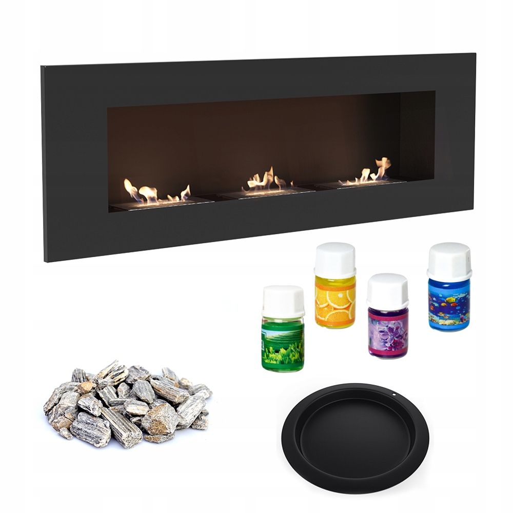 Biokominek Kratki závesný bezdymový Delta 3 1200 Čierny Aroma MIX Tuv