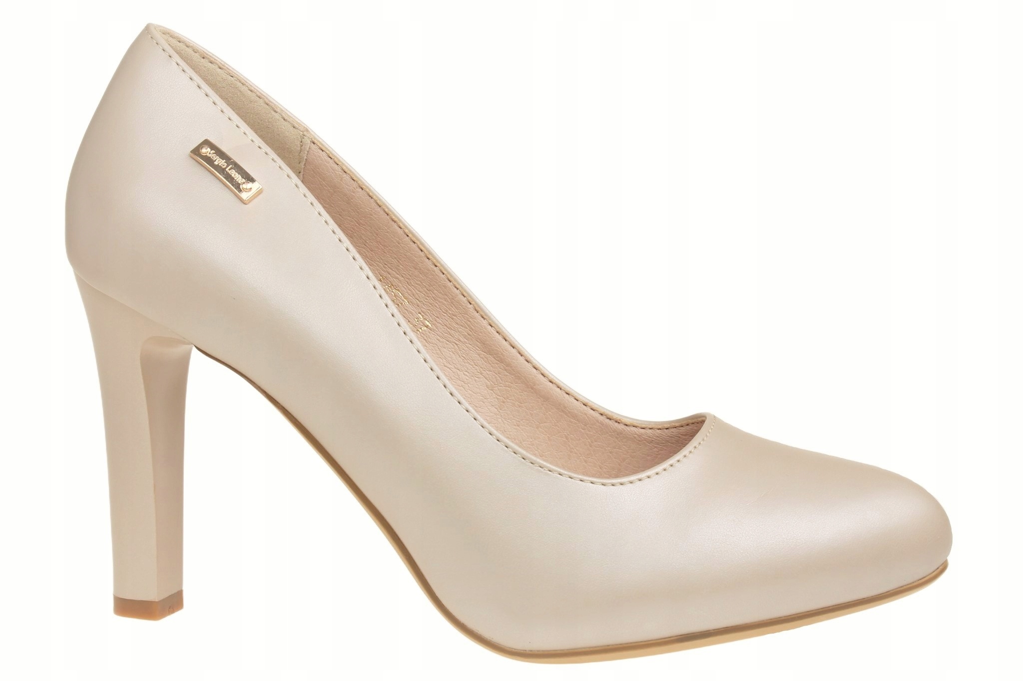 S.LEONE 1457 CZÓŁENKA SZPILKI DAMSKIE NUDE PERŁA DA346 R 40