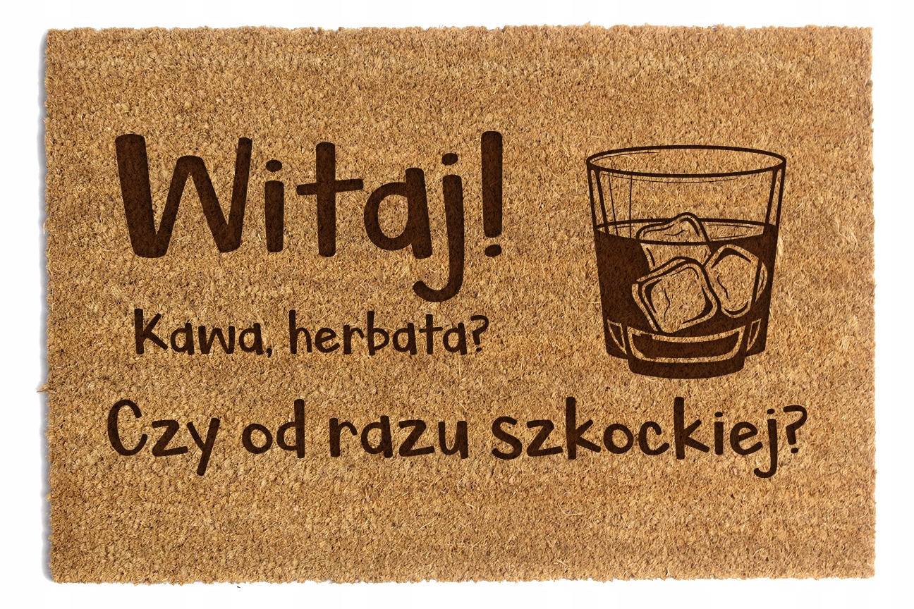 Stěrač Pod Dveře 60 x 90 cm Káva, čaj? Nebo rovnou skotský? Kokos