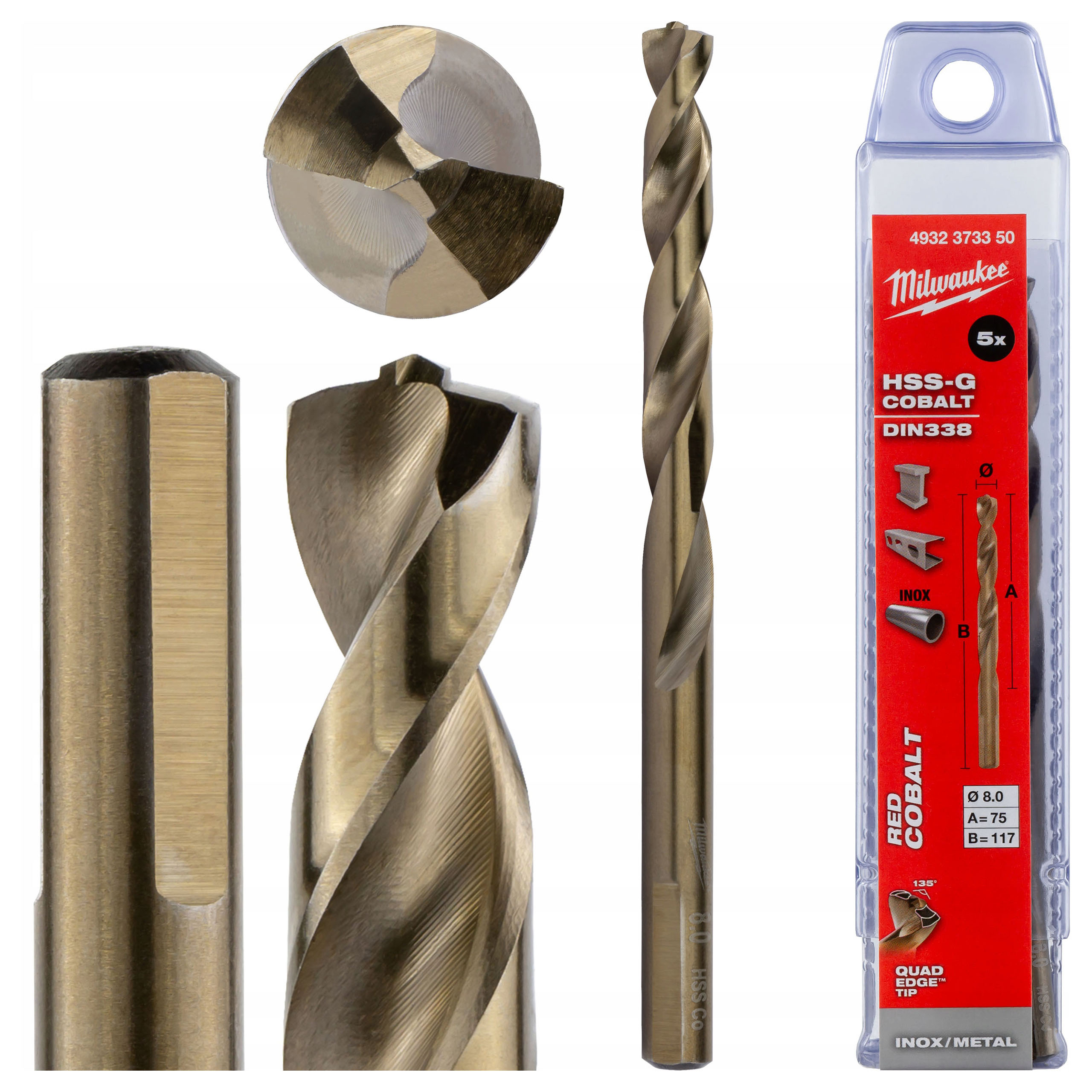 Wiertła do metalu kobaltowe 8 mm 5szt. Stali nierdzewnej Milwaukee Cobalt