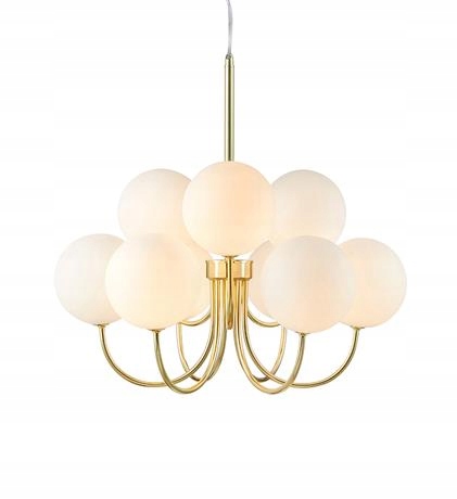 Lampa Wisząca Białe Szklane Kule Duża Markslojd Bianco Złoty Biała 107994