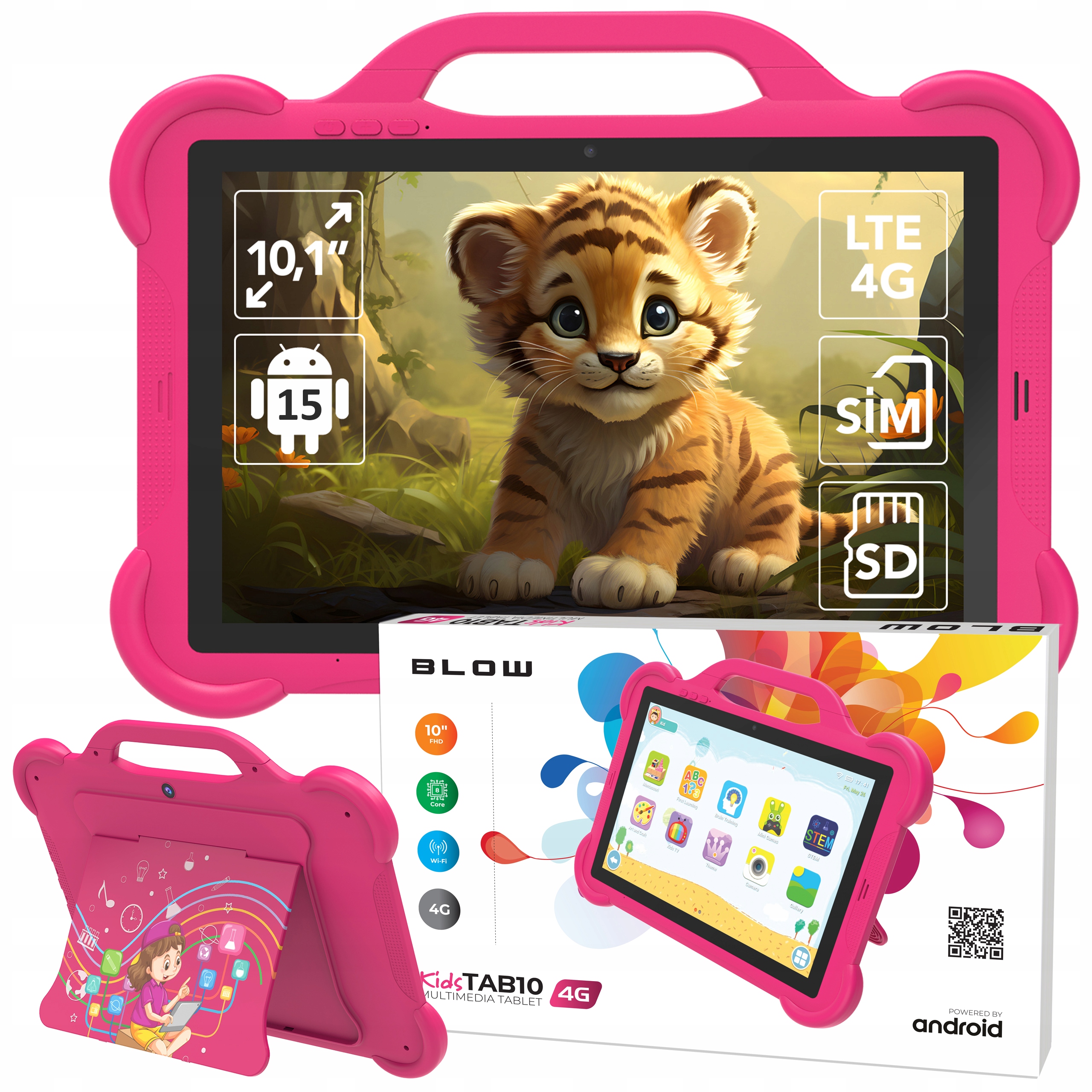 Tablet Dla Dzieci 10,1" Lte 4/64GB WiFi Gps Etui Zestaw Edukacyjny