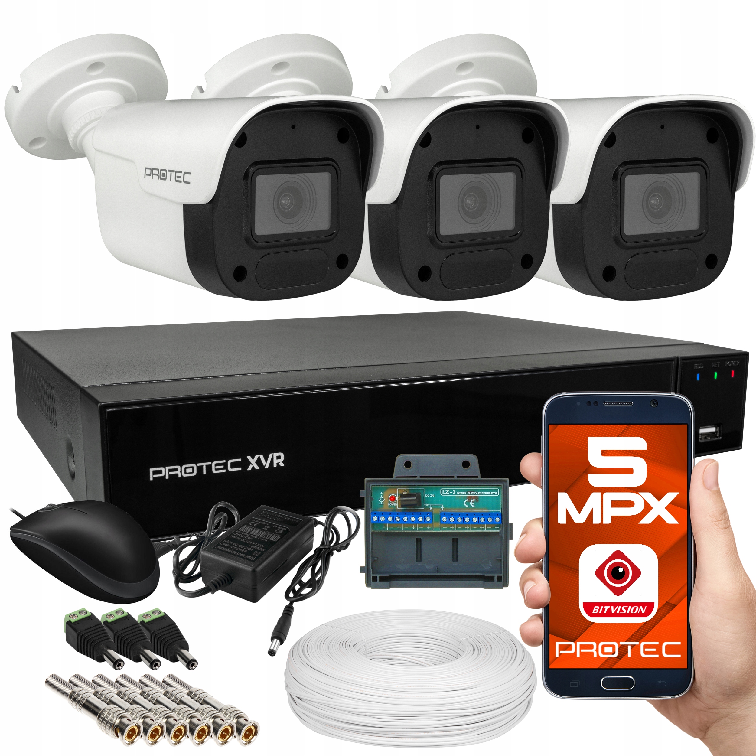 Kompletní Sada 3 Kamerové Trubice Pro Nahrávání Ve Smyčce 24/7 Plné 5MPX