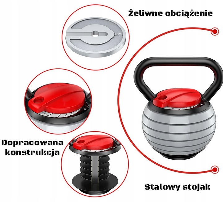 DIVISIONB2 KETTLEBELL Z REGULOWANYM OBCIĄŻENIEM Kod producenta DIV-AKB20 Adjustable Kettle Bell 20 lb