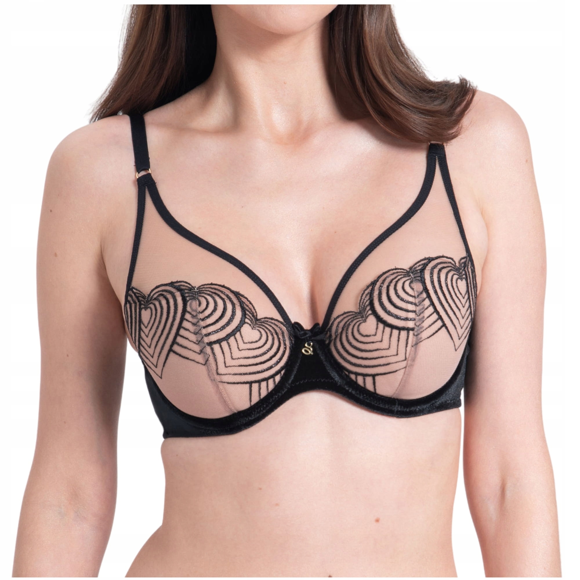 Push-up podprsenka vyztužená Samanta Alice A338 černá/béžová 80F