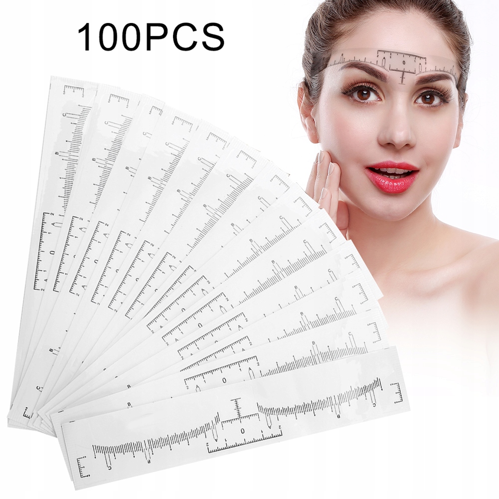 SAMOPRZYLEPNA PRZEZROCZYSTY LINIJKA MIARKA DO BRWI 100 SZTUK