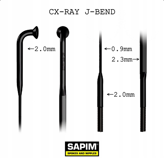 Szprychy Sapim Cx-ray J-Bend 2.0/2.3/0.9 k/ czarny 290mm