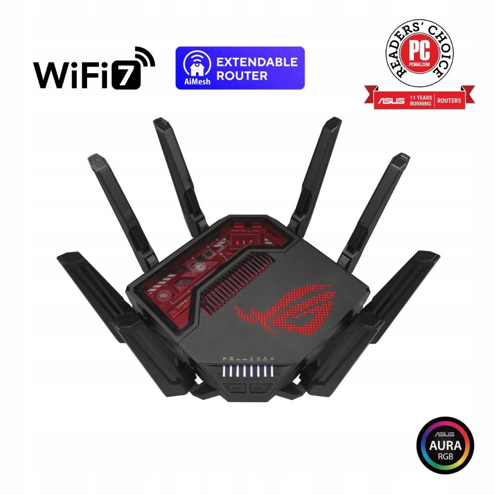Asus Herní Router Rog Rapture GT-BE19000, 3-pásmový WiFi7 Router, 2x…