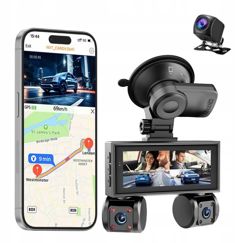 Autokamera Videorekordér Dvojitý Predný Zadný Nočné Videnie 2K 3V1