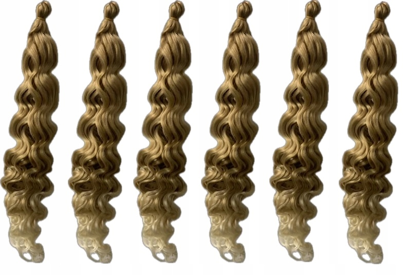 6X Pramen Vlasů Syntetické Vlasy Hnědé Blond Krepaté Dvoubarevné 50CM
