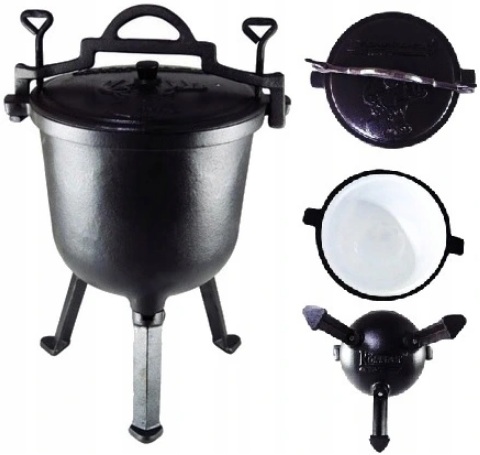 KOCIOŁEK MYŚLIWSKI ŻELIWNY GARNEK 10L EMALIOWANY