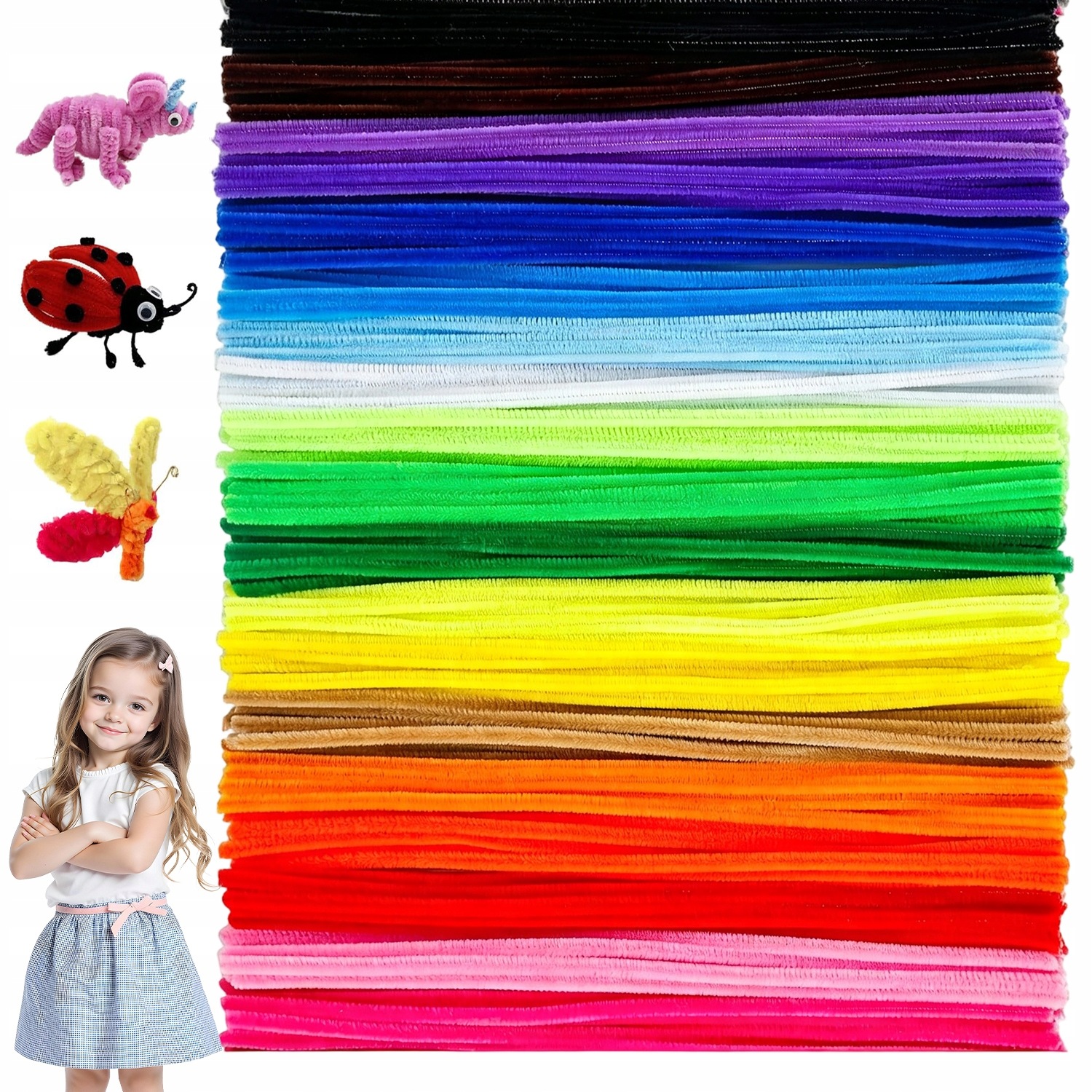 Kreativní Sada Trubiček Chenille 1200 Ks 24 Barev Pro Děti Diy