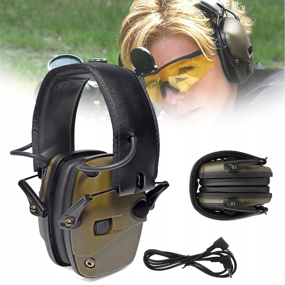 Słuchawki Aktywne Ochronne Nauszniki Taktyczne Strzeleckie Redukcja Szumów