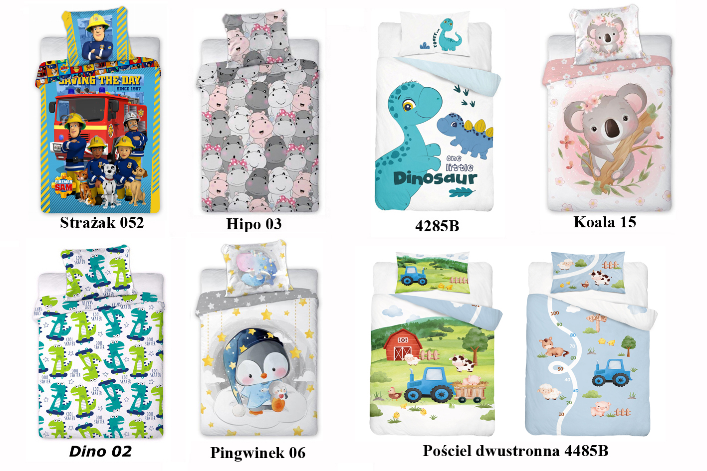 Komplet kołdra poduszka pościel 100x135 cm WZORY dla dziecka dziecięca Długość kołdry 135 cm