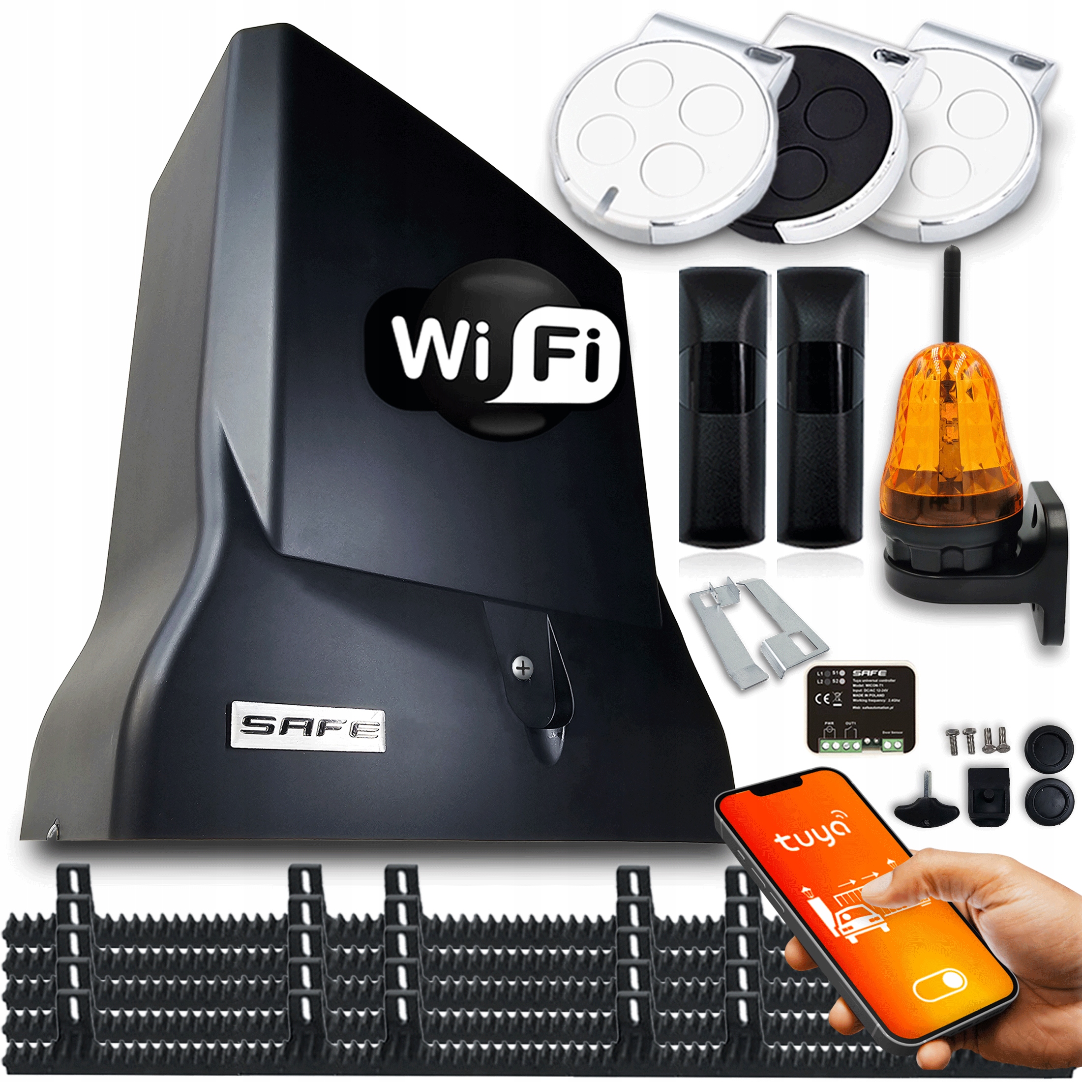 Set Pohon Posuvné Brány 800KG automat Wifi Tuya 3x Ovladač lampa lišty