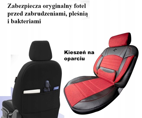 VW POLO SHARAN T-CROSS T-ROC TAIGO VENTO POKROWCE NA FOTELE SAMOCHODOWE Kolor czarny czerwony