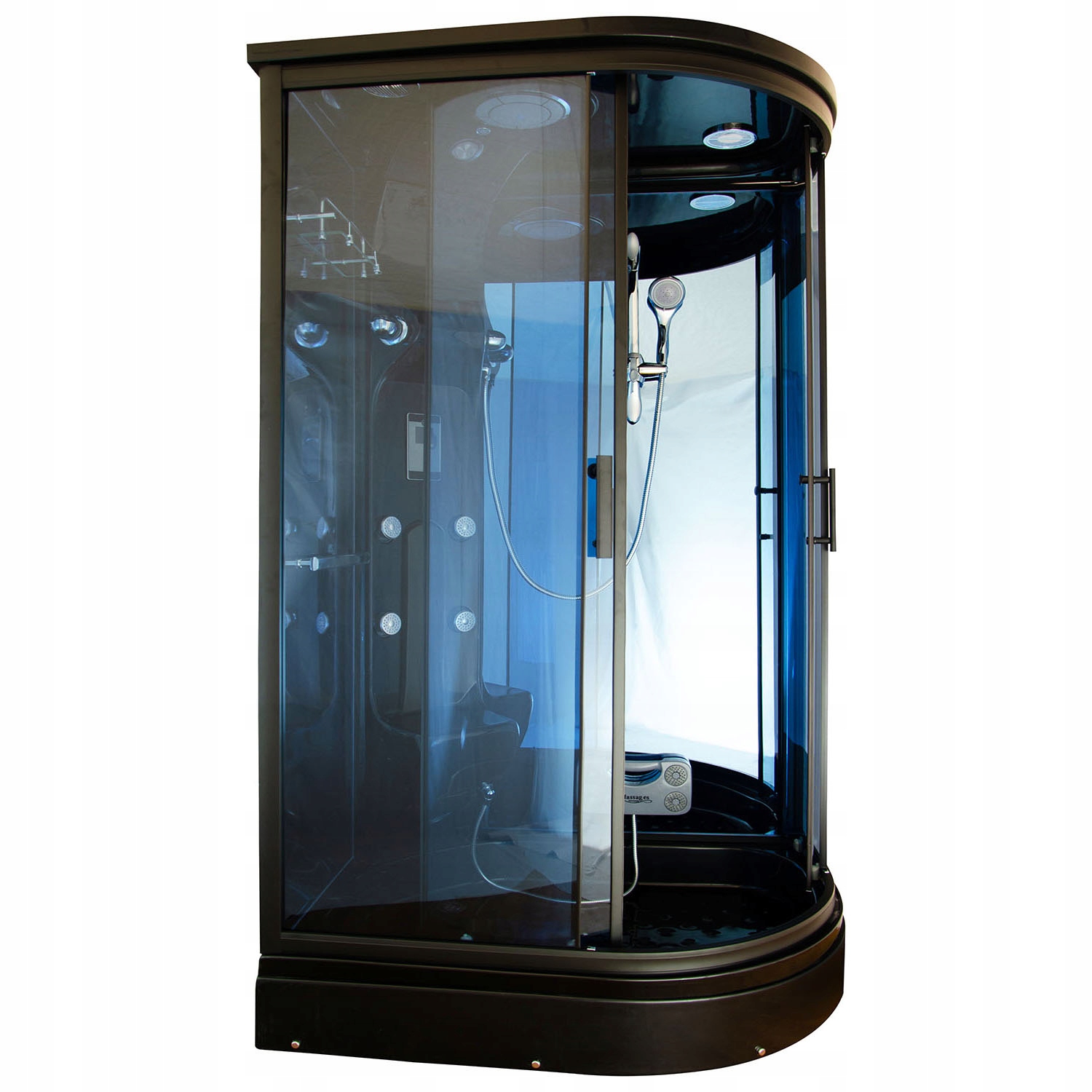 KABINA PRYSZNICOWA Z HYDROMASAŻEM - ASYMETRYCZNA CZARNA 120X88X220CM