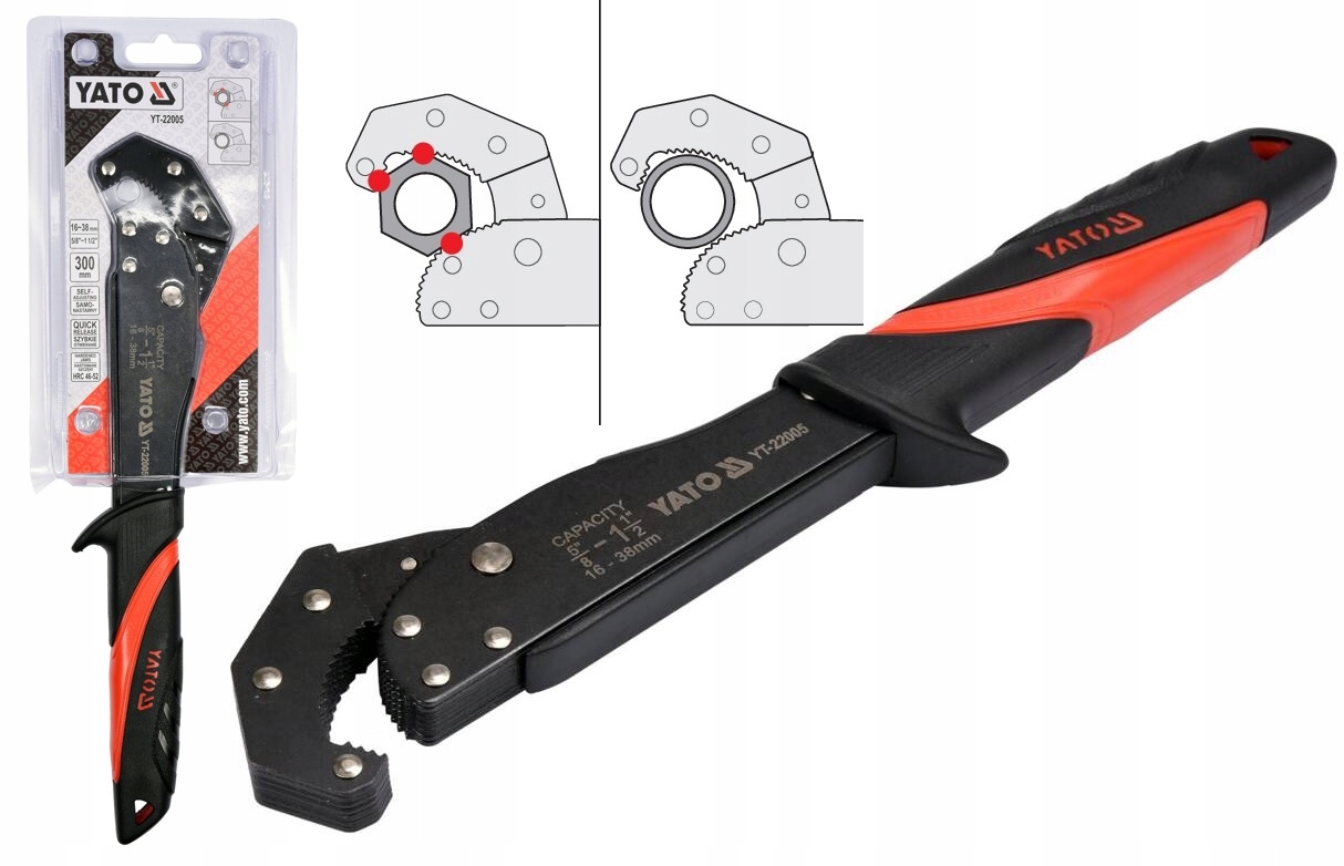 KLUCZ SZYBKONASTAWNY DO RUR 16-38mm 300mm YT-22005