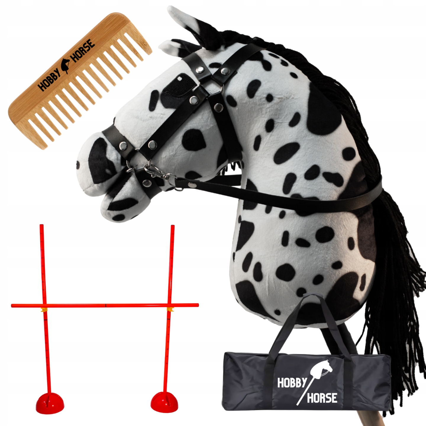 Zestaw Hobby Horse Koń Na Kiju A3 Przeszkoda Do Skakania 120CM Grzebień