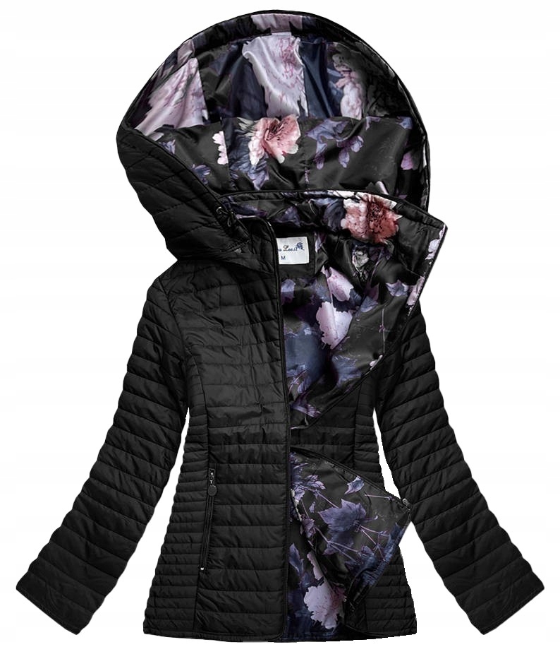 Prošívaná Bunda S S Kapucí SF726 Černá