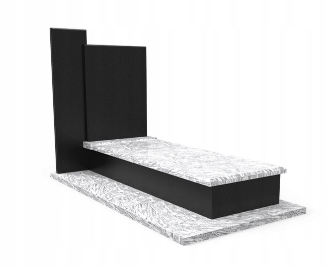 Moderní granitový náhrobek Jednoduchý památník Bílo-černý