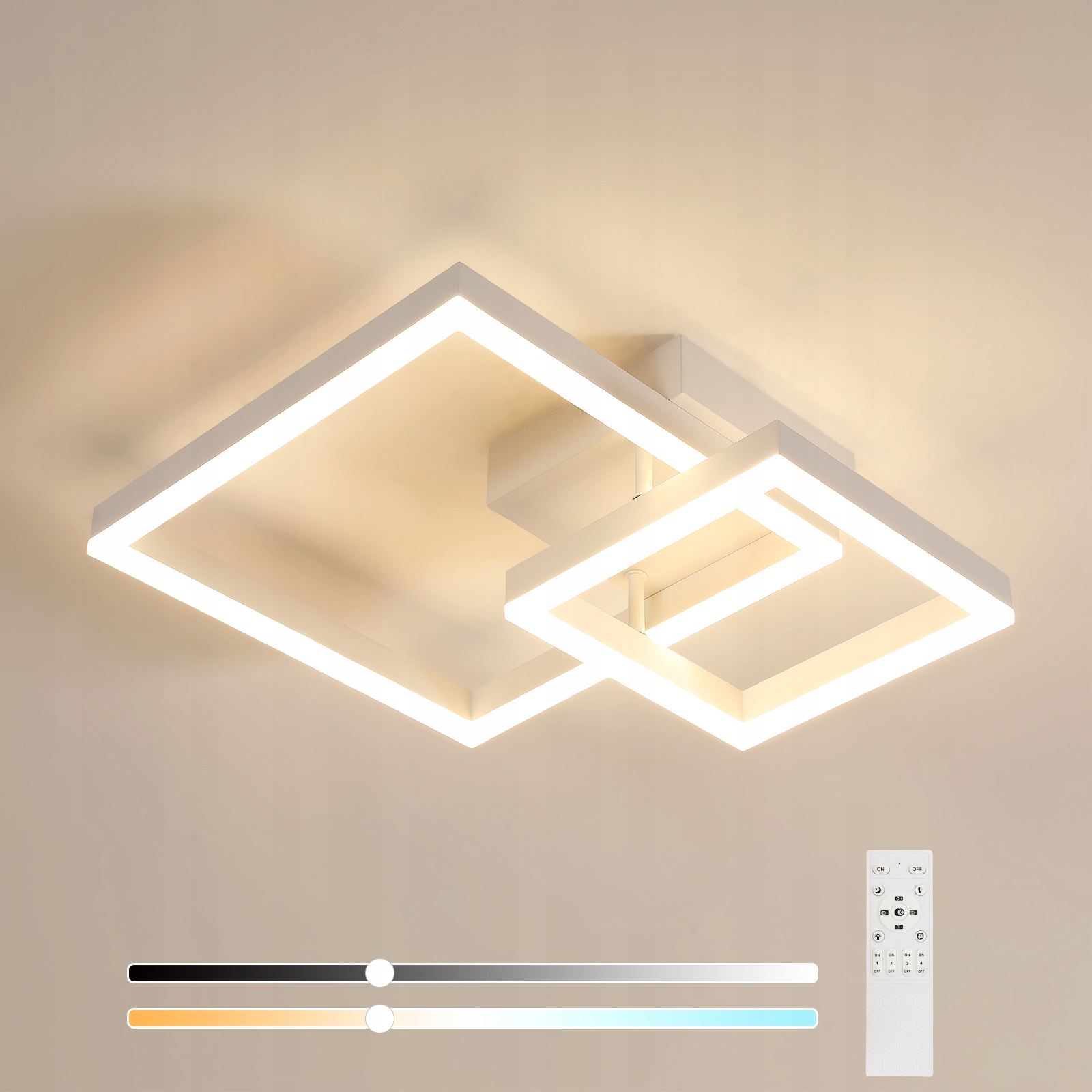 Stropné Led svietidlo luster s diaľkovým ovládaním, štvorcové, biele, moderné, 36W