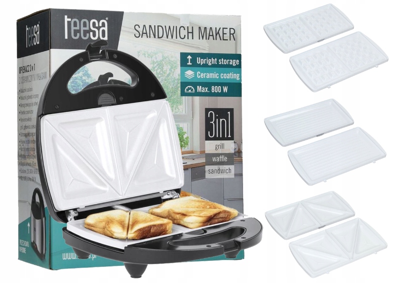 Toustovač Sendvičovač Teesa Gril 3V1 800 Z0K TSA3221