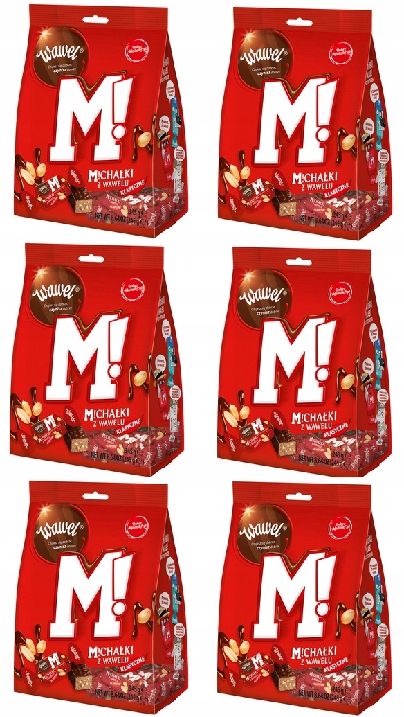 Levně 6 x 245 g Wawel Michałki z Wawelu Klasické Bonbóny Půlka Kartonu