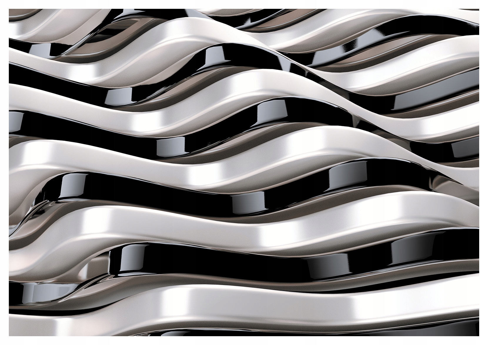 Fototapeta 3D Metalické Vlny Stříbrno Černá Abstrakce 350x250 lepidlo