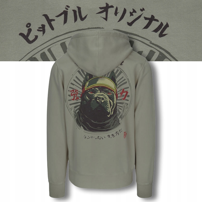 Pánská Mikina s kapucí Pitbull Bavlněná Klokanka Oversize Washed Mt Fuji