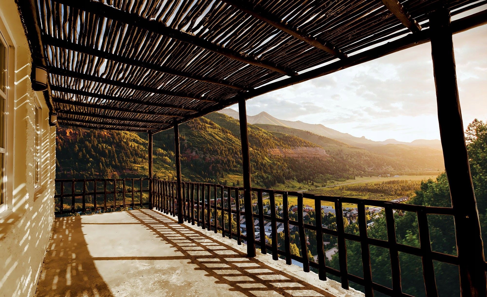 Fototapeta Balkon v horách krajina terasa výhled 208x146 obloha lepidlo
