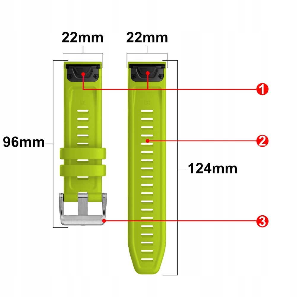 Silikonowy pasek premium QuickFit 22 mm do GARMIN Fenix 6 7 8 - 47mm Epix 2 Marka TRIMARK