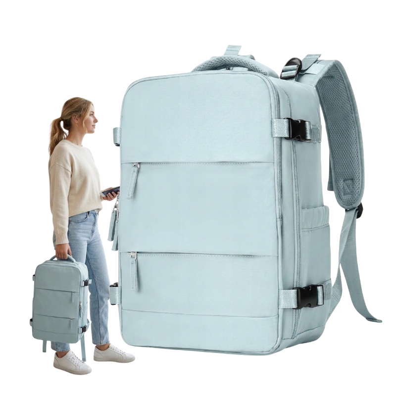 Plecak Do Samolotu 40x25x20 Ryanair Wizzair Bagaż Podręczny Jasnoniebieski