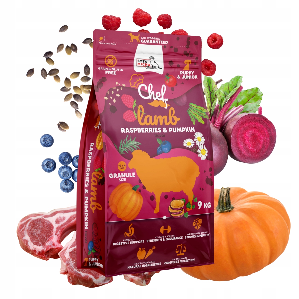 Syta Micha Karma sucha Chef Jagniecina Junior 9kg