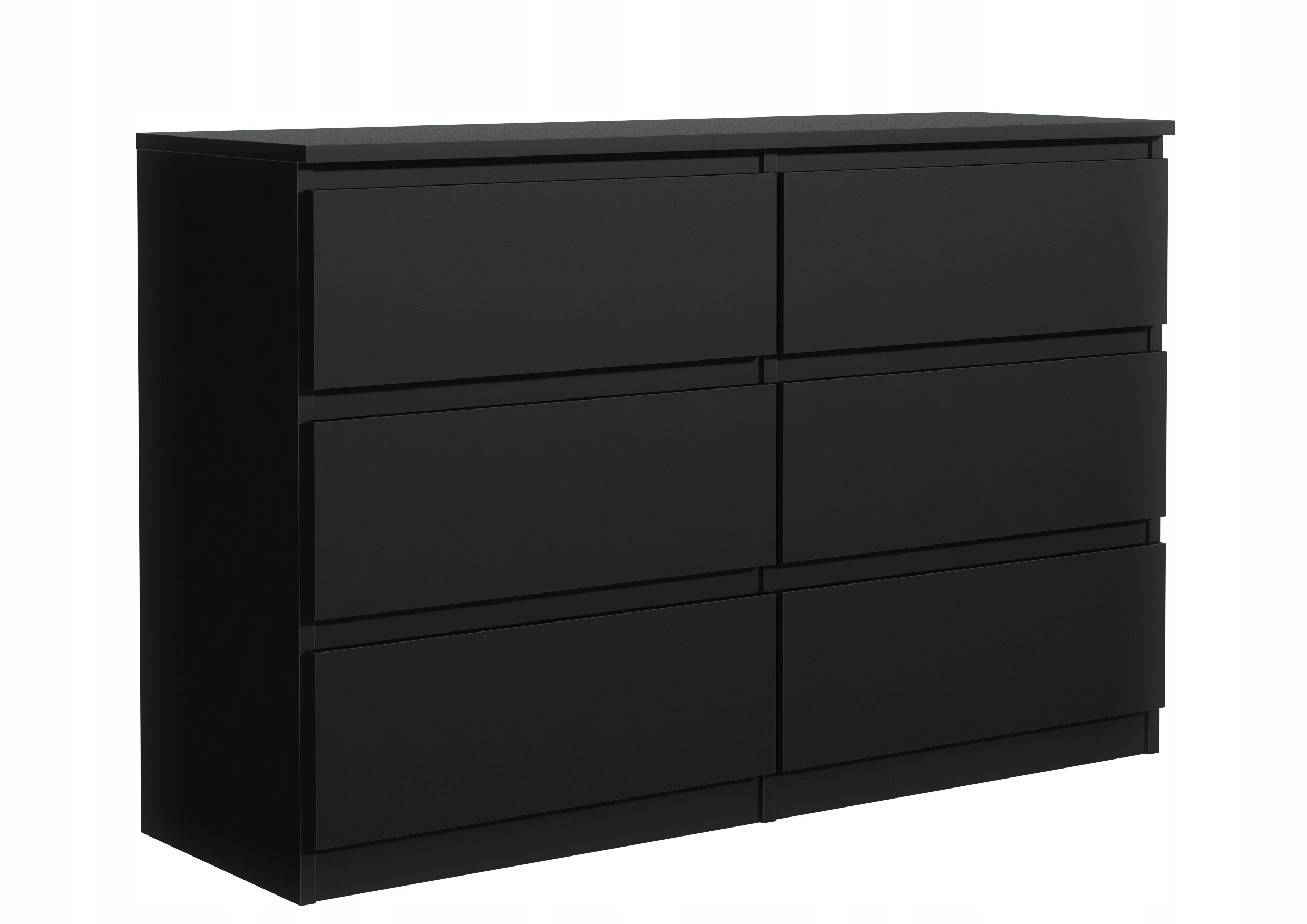 Komoda Nudo 138,5 cm do obývacího pokoje Ložnice 6 zásuvek Černá