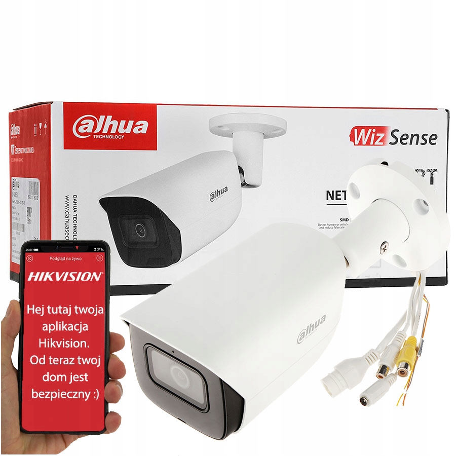 MONITORING DOMU KAMERA IP DAHUA 8mpx MIKROFON KARTA PRZEKROCZENIE LINII